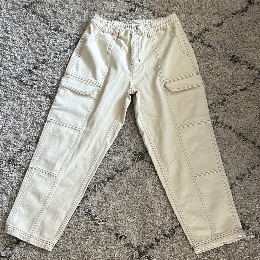 PacSun Women's Cream Cargo Jeans